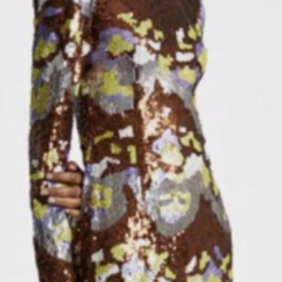 Stunning French Connection Zelda Long Sleeved Multi Colored Sequin Mini Dress - Picture 4 of 6